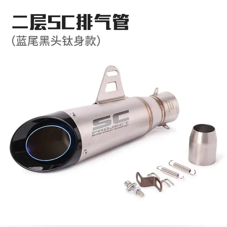 Silenciador de Escape SC de Dupla Camada, Som de Corrida Alto, Muffler Modificado Compatível com Ninja Z250 Z300 ZX10 MT07 MT09 R25 R3 R6