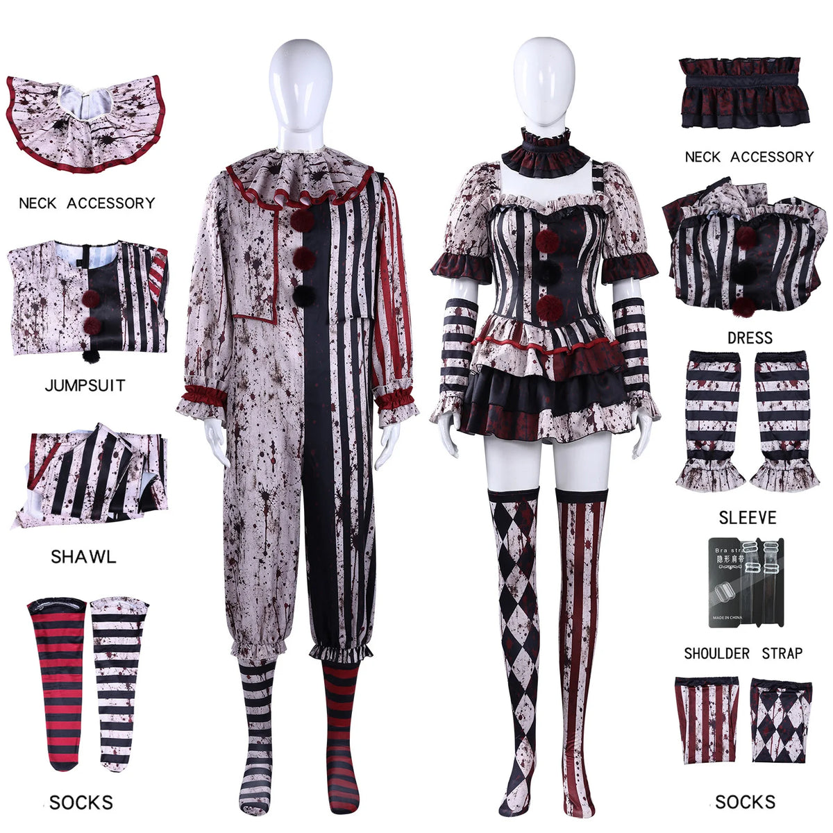 Fantasia de Palhaço Art Joker Terrifier, Conjunto Completo de Palhaço Sombrio para Homens e Mulheres, Traje de Terror para Festas de Halloween e Carnaval
