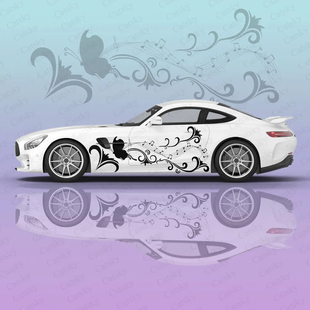 Borboleta flor adesivos de carro universal grande adesivos de carro pintados adesivos de carro lado esquerdo e direito gráfico doloroso adesivos de carro