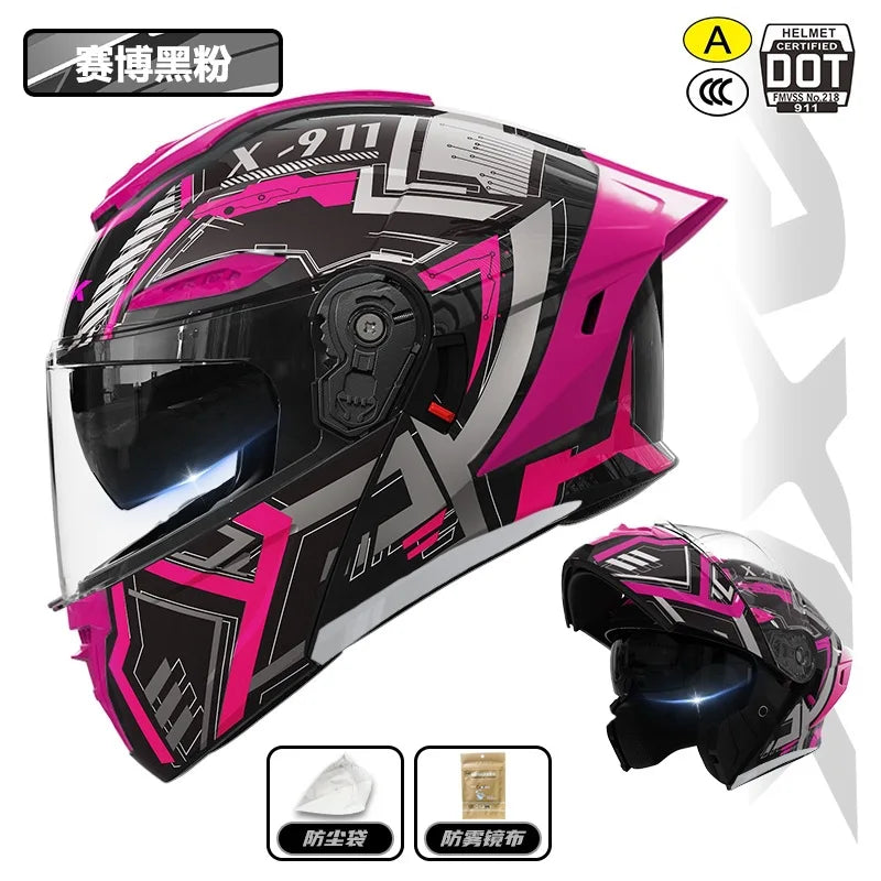 Capacete de motocicleta com certificação 3C&DOT, masculino e feminino, modular, quente para o inverno, quatro estações, capacete de segurança para scooter elétrica