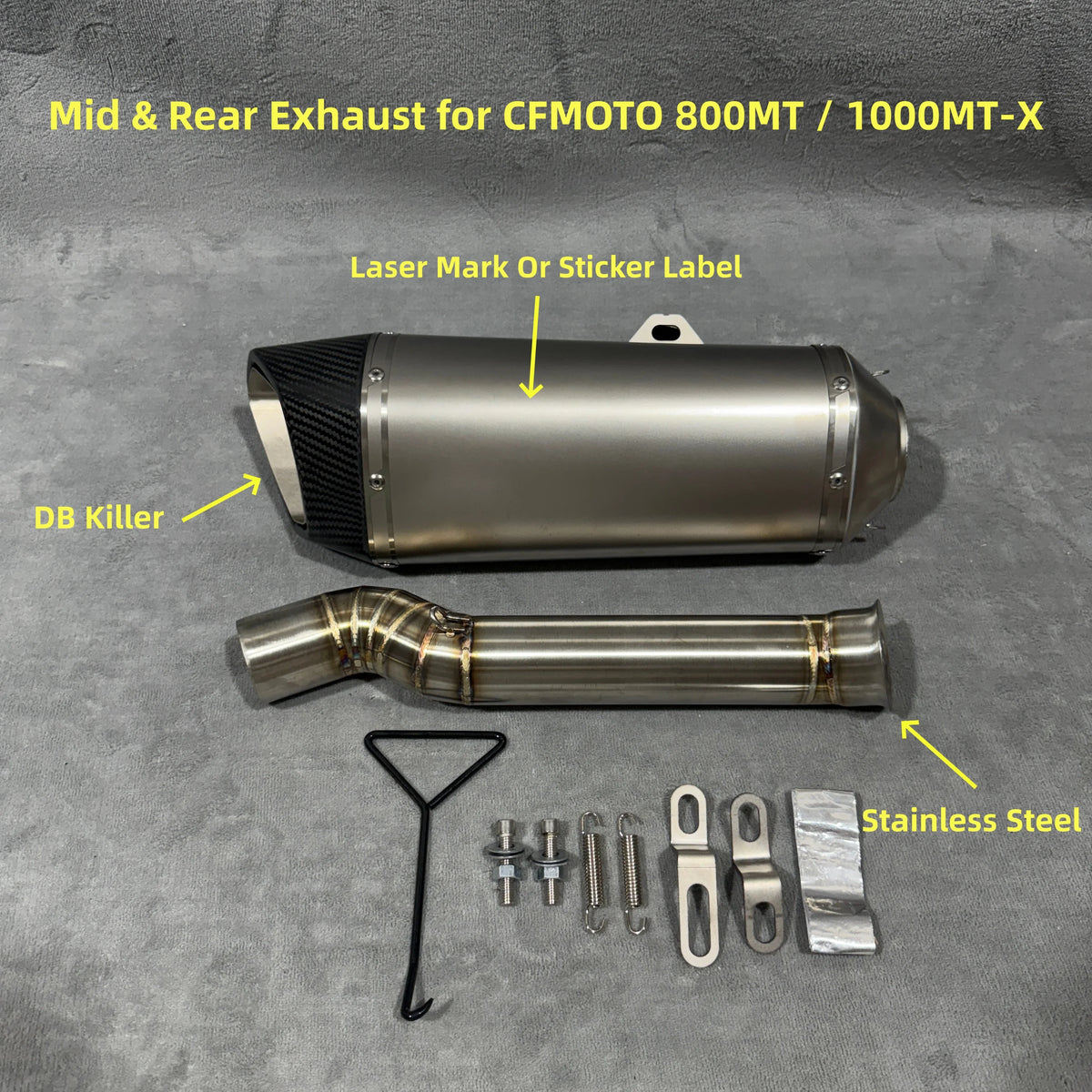 Escapamento para CFMOTO 800MT / 1000MT-X, Conjunto Completo com Tubo Intermediário e Silenciador Traseiro, DB Killer Integrado