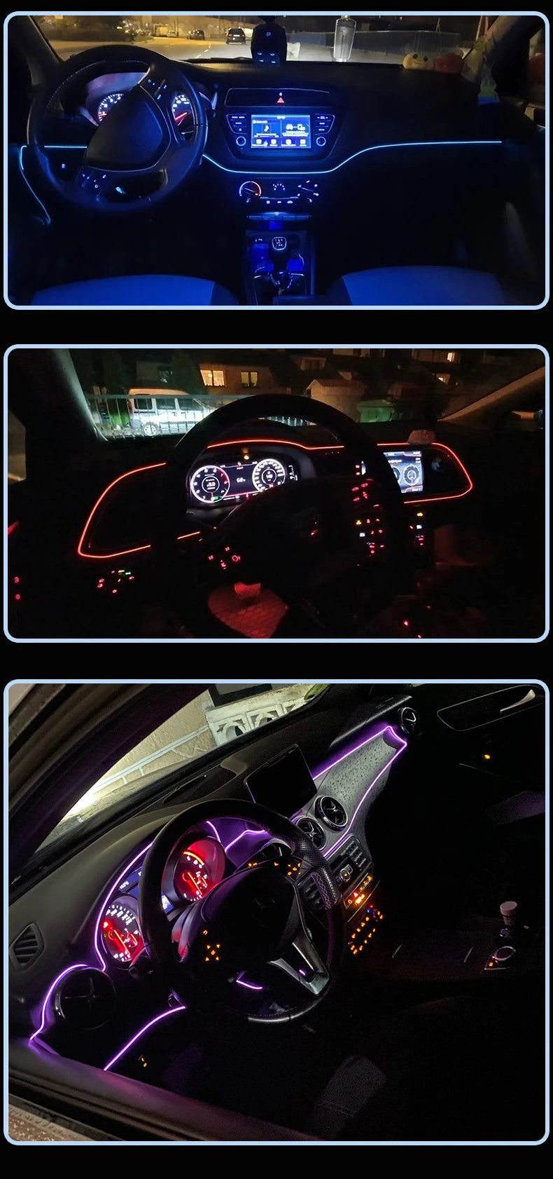 5m Car Interior Atmosfera Iluminação LED Strip 5V DIY Flexível EL Cold Light Line Tube Com USB Auto Decoração Ambient Lamp