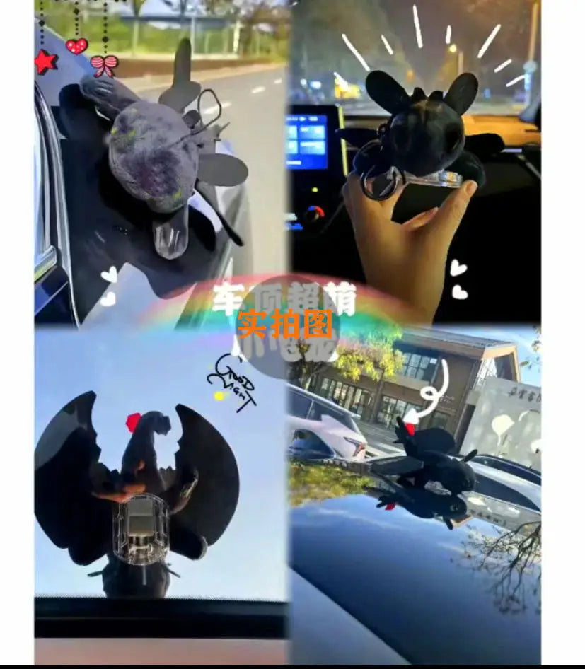 Como Treinar Seu Dragão: Decoração de Capacete de Carro/Moto Desdentado, Boneco Dragão Preto Pequeno, Presente de Aniversário de Animação