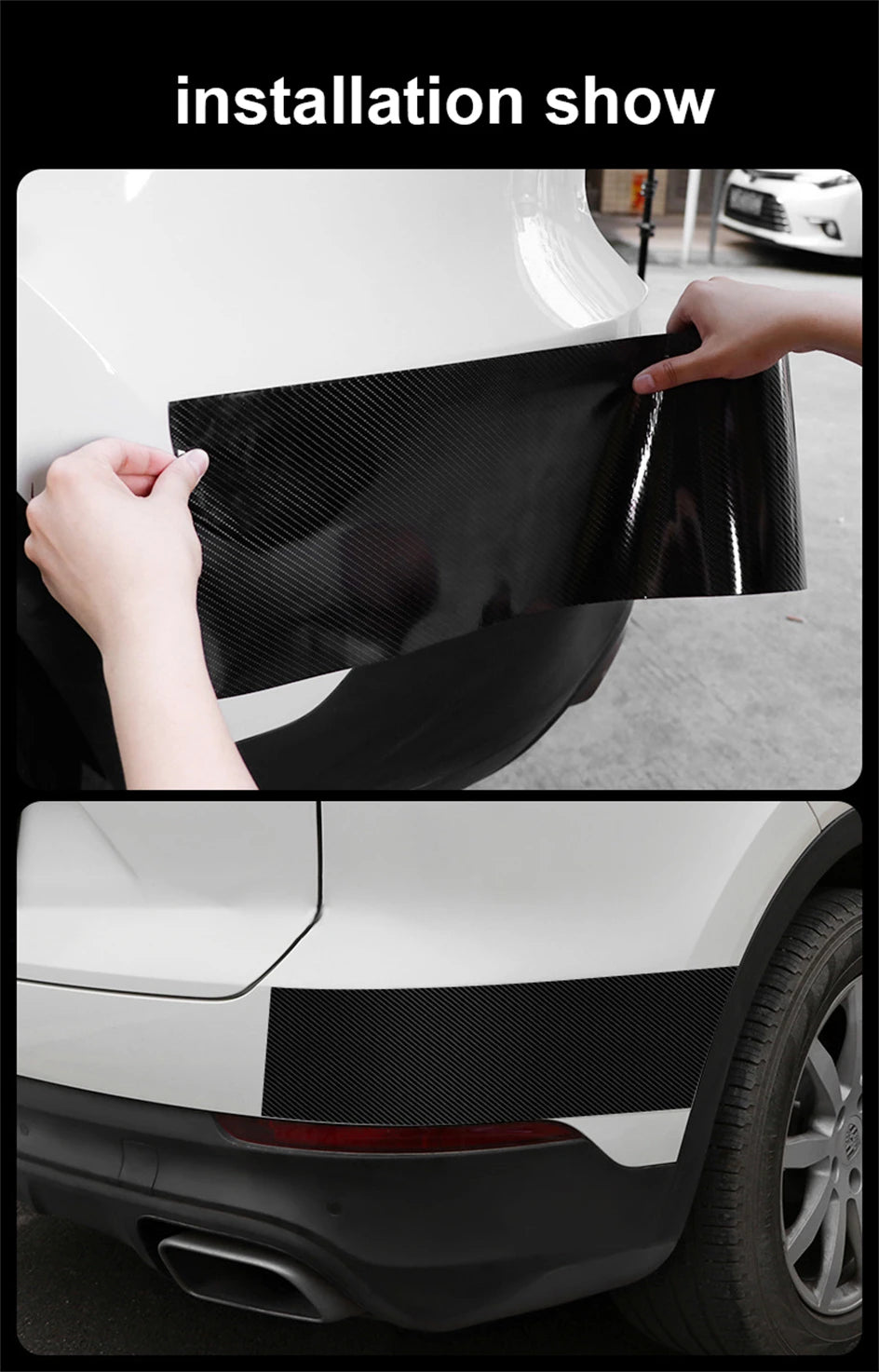 3d nano fita de fibra de carbono do carro preto porta borda guardas espelho lateral anti-risco tira de colisão à prova dwaterproof água protetor filme fita