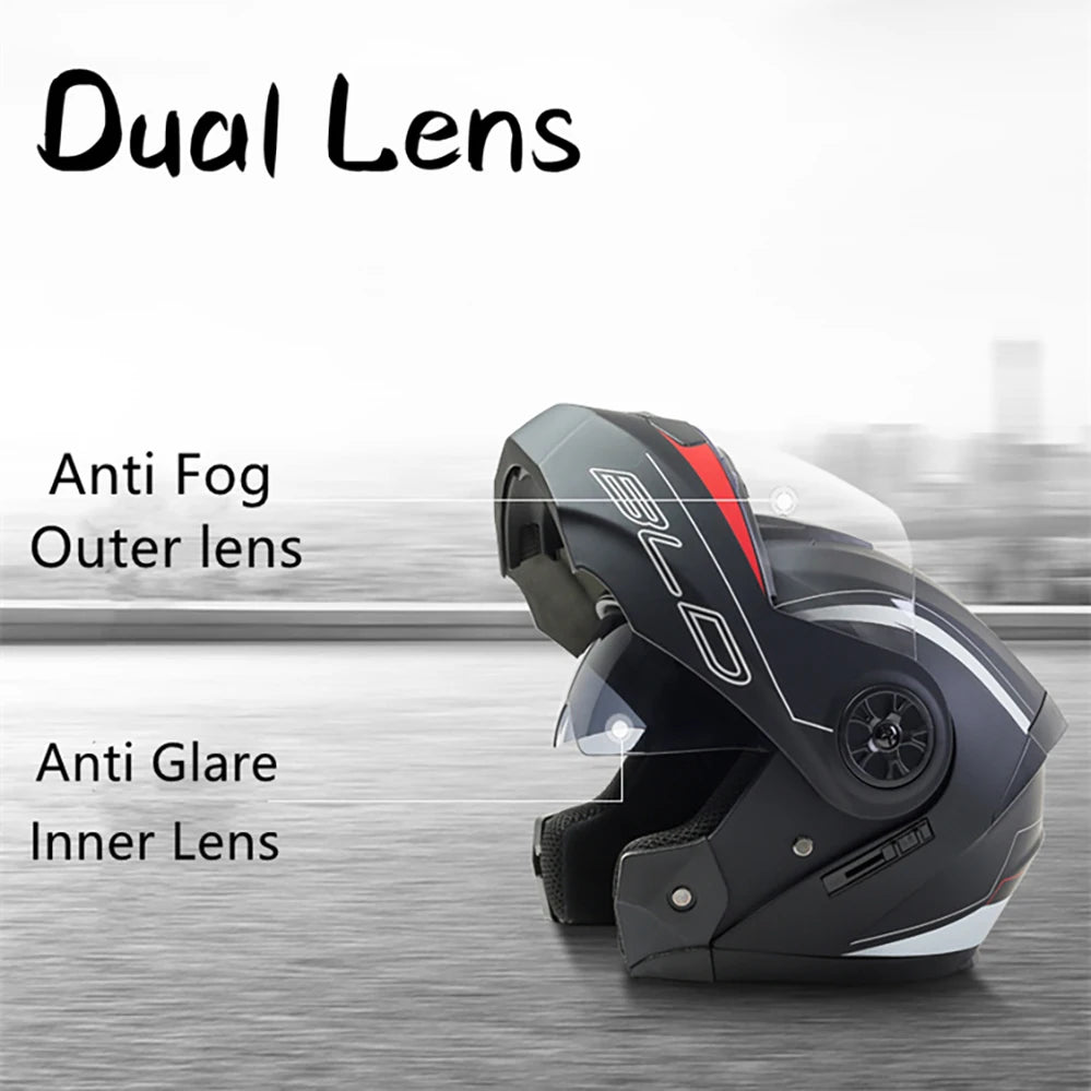 Bld masculino feminino moda dupla lente capacetes de corrida motocross modular flip up casco moto personalizado capacete rosto cheio da motocicleta