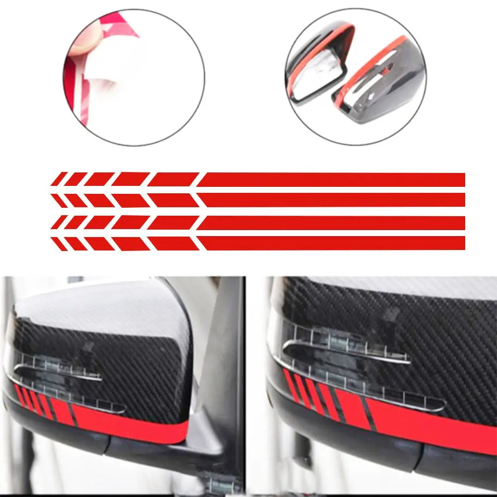 Espelho Retrovisor Side Adesivo, Vinyl Stripe Emblema, Decalque do carro, Acessórios de Decoração do carro, Preto, Branco, Vermelho, Azul, 20x0.7cm, 4pcs por conjunto