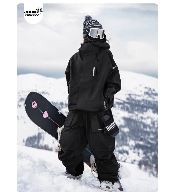 John neve inverno à prova de vento à prova dwindproof água terno de esqui para homens e mulheres esporte ao ar livre quente respirável masculino feminino jaqueta de neve e calças