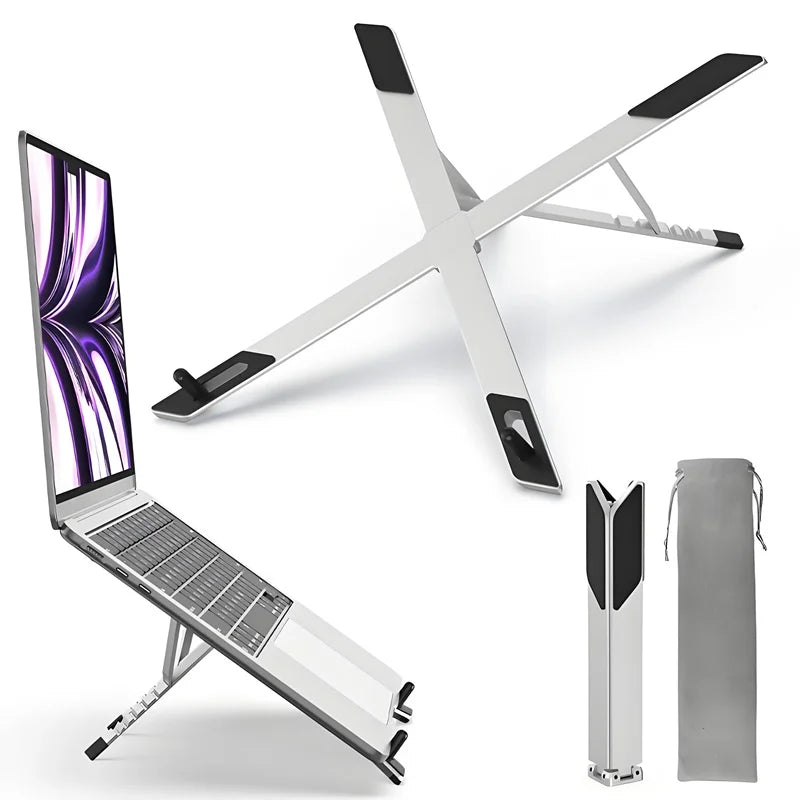Mini suporte portátil dobrável de metal para laptop, ângulo de mesa ajustável, suporte para notebook, compatível com laptops e tablets de 10 a 17 polegadas