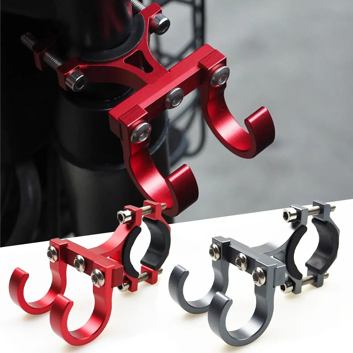 Ganchos para Patinetes Elétricos, Suporte Simples para Bicicletas, Gancho de Armazenamento para Tubos, Fivela de Fixação para E-bikes, Suporte Duplo Portátil de Metal para Capacete