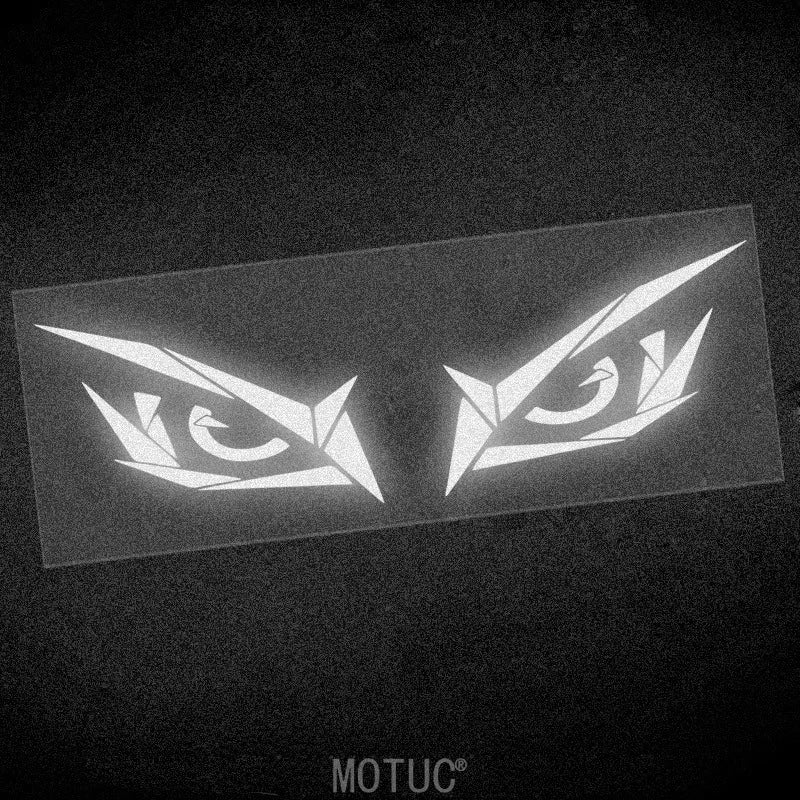 1 Par de Adesivos Criativos Refletivos Olhos de Monstro para Moto, Impermeáveis, para Farol, Tanque de Combustível e Carroceria de Scooter, Decalques de Vinil DIY
