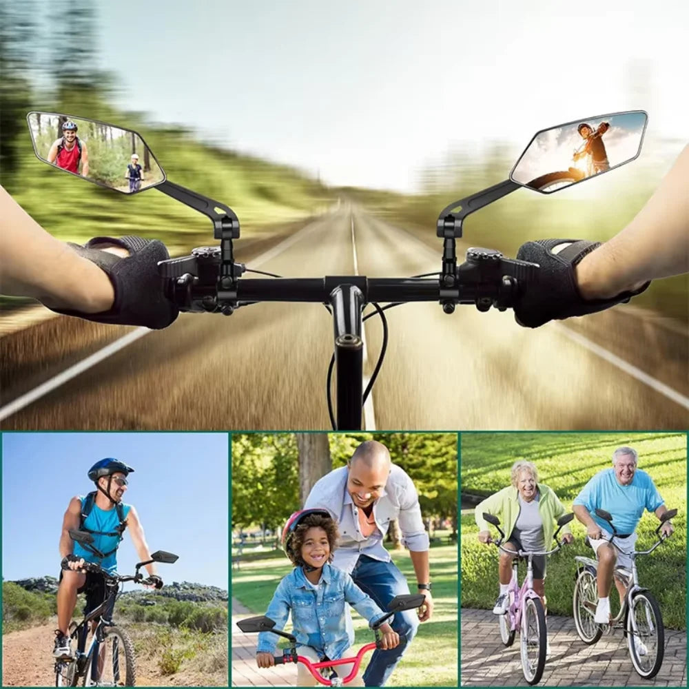Bicicleta Retrovisor DOMEN 360 ° Girar espelho grande angular ajustável, guidão de bicicleta de estrada, espelhos retrovisores, acessórios de bicicleta