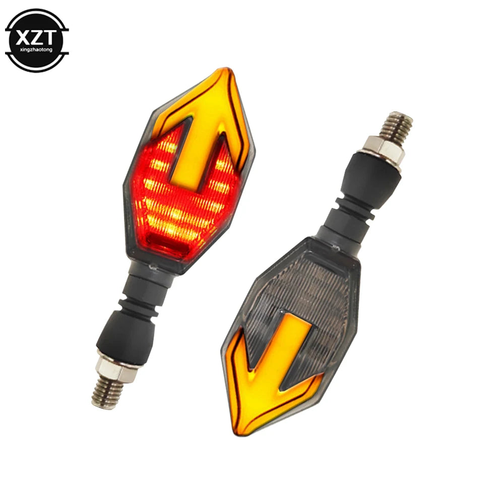 2 pçs/lote universal led sinais de volta da motocicleta luz 12v ip68 à prova dip68 água luzes da cauda azul amarelo luzes traseiras acessórios