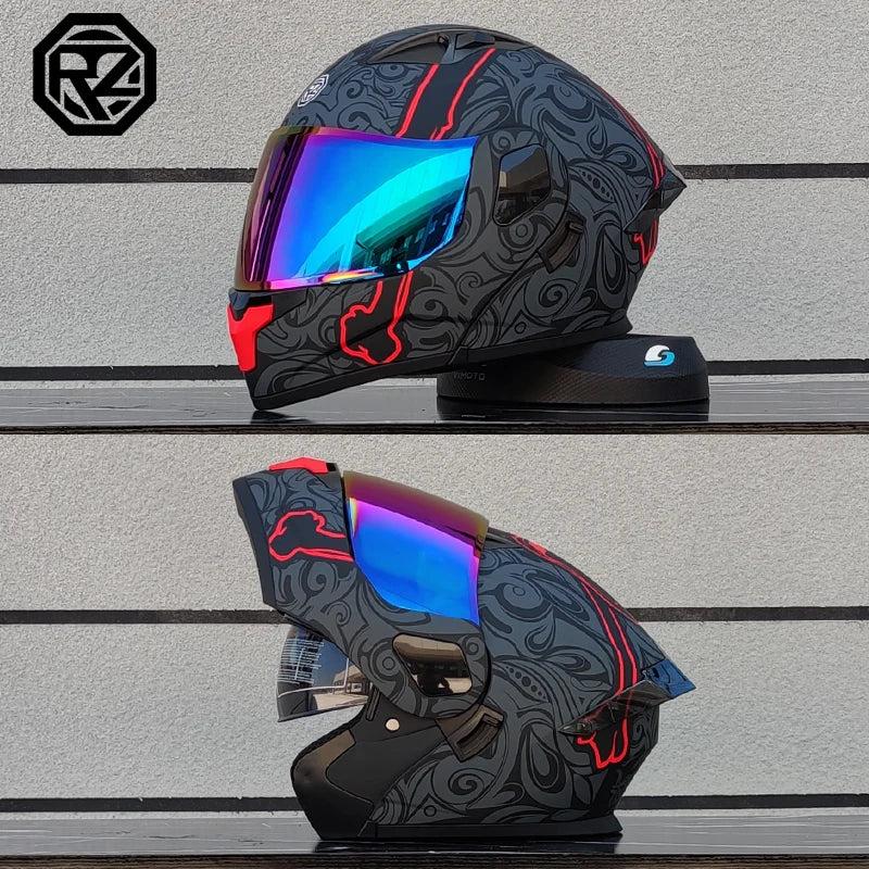 Orz personalizado motocicleta rosto cheio capacete das mulheres dos homens moda dupla lente capacetes de corrida motocross modular flip up casco moto