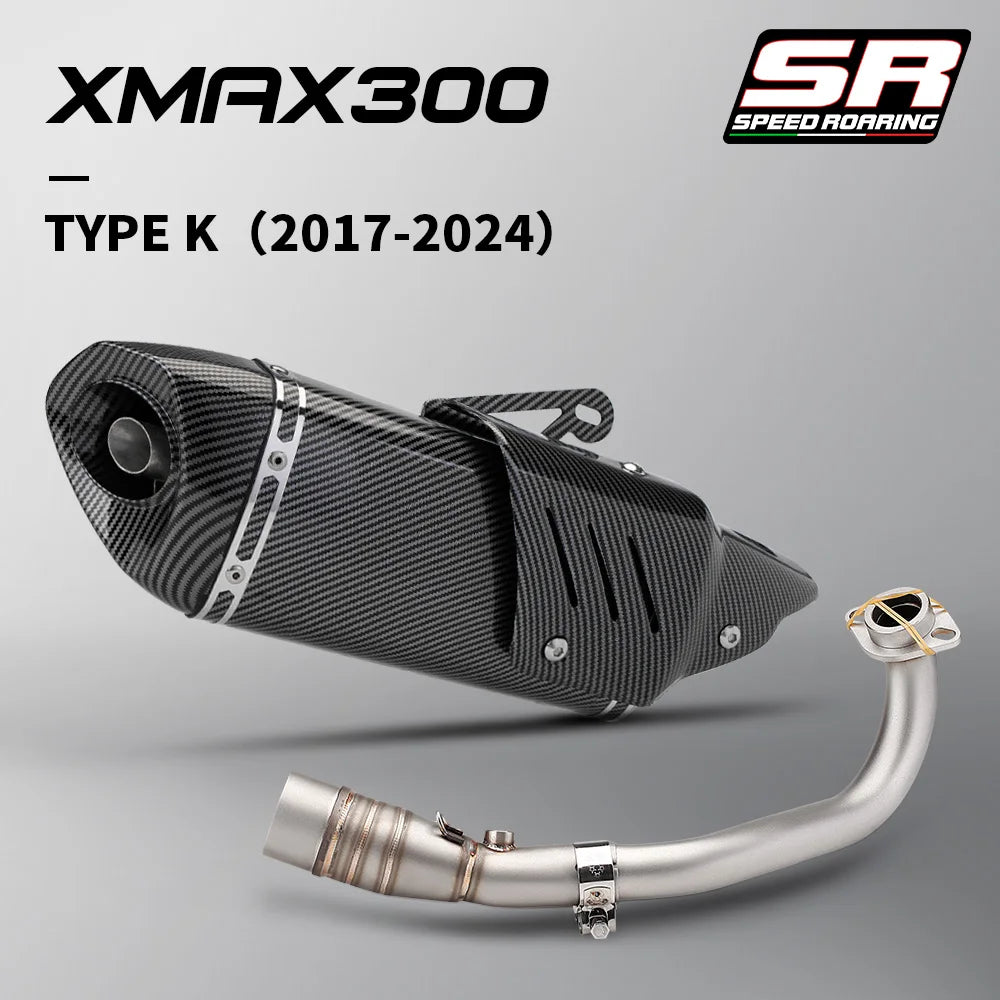 Sistema de escape da motocicleta para xmax300 xmax 250 300 400 2017-2024 tubo de ligação frontal e silenciador