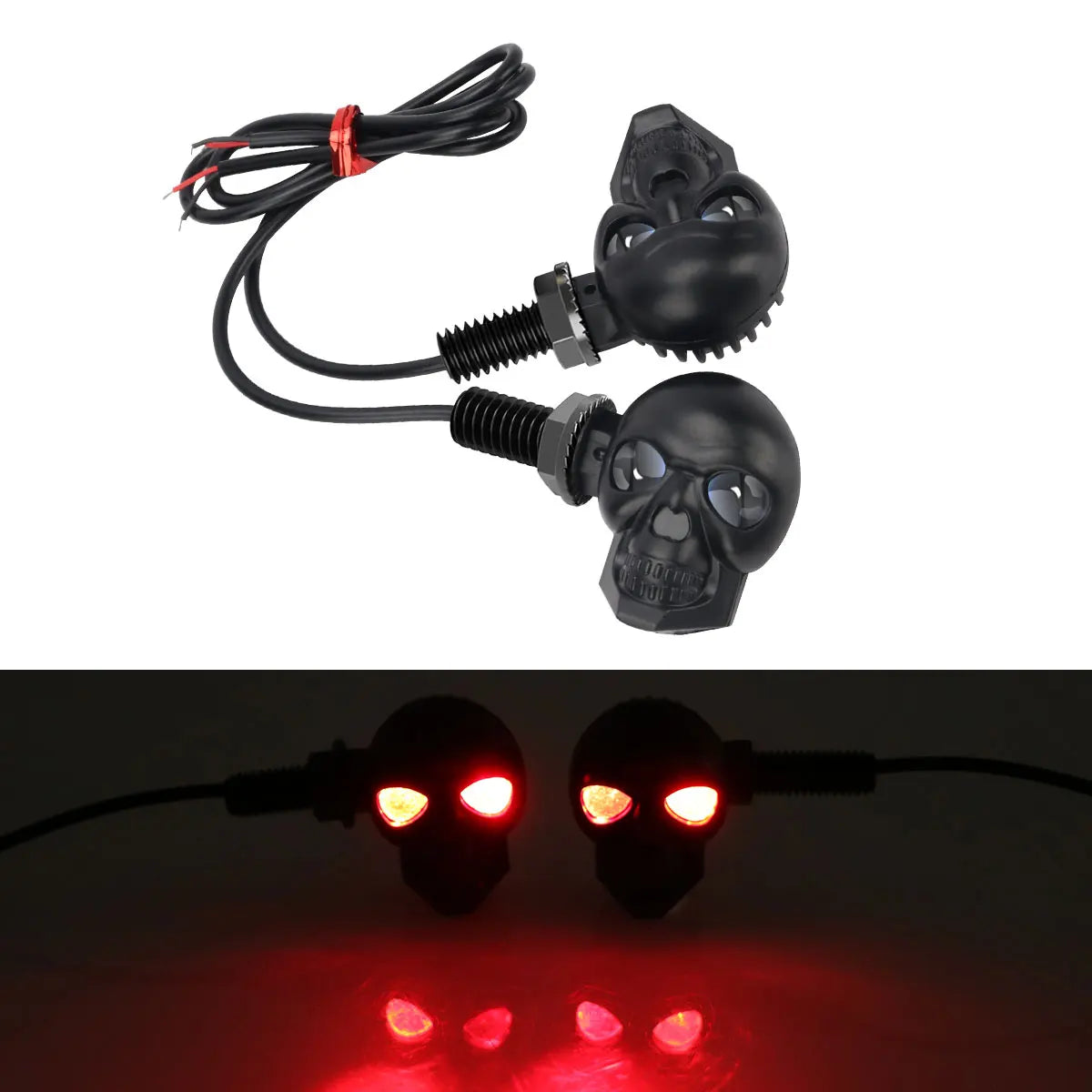 2 Peças Mini Luzes de Seta LED para Moto em Formato de Caveira, Indicadores DRL Dianteiros e Traseiros, Pisca-Pisca para Honda Yamaha
