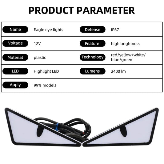2 Peças Luzes LED Olho de Demônio para Placa de Carro e Moto, Universal, Decoração Modificada, Luz Única, Acessórios Automotivos