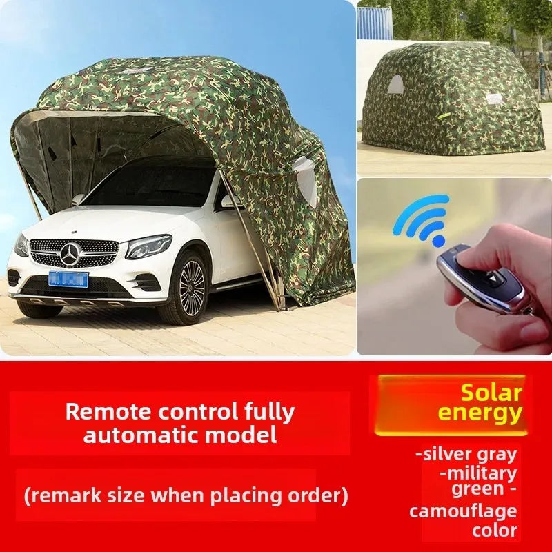 Carport Dobrável Automático Personalizado de Qualquer Tamanho, Abrigo Impermeável para Carros, Garagem Móvel, Abrigo Externo para Estacionamento, Tecido Oxford Durável