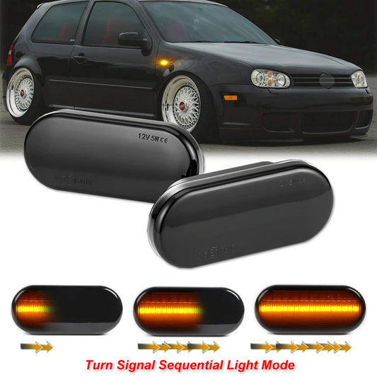 Indicador luminoso dinâmico do sinal de giro, marcador lateral, VW Bora, Golf 3, 4, MK4, Jette, Lupo, Passat Z2, 3BG, Polo SB6, SEAT, Ibiza, T5, 2 Pcs