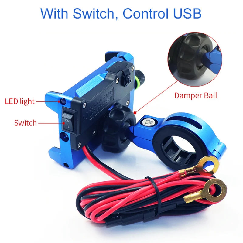 Motorcycle Phone Holder With 2.5A/QC3.0 3A USB Fast Charger Switch Motorcycle Mobile Stand for Cell Phone Holder Support Bike