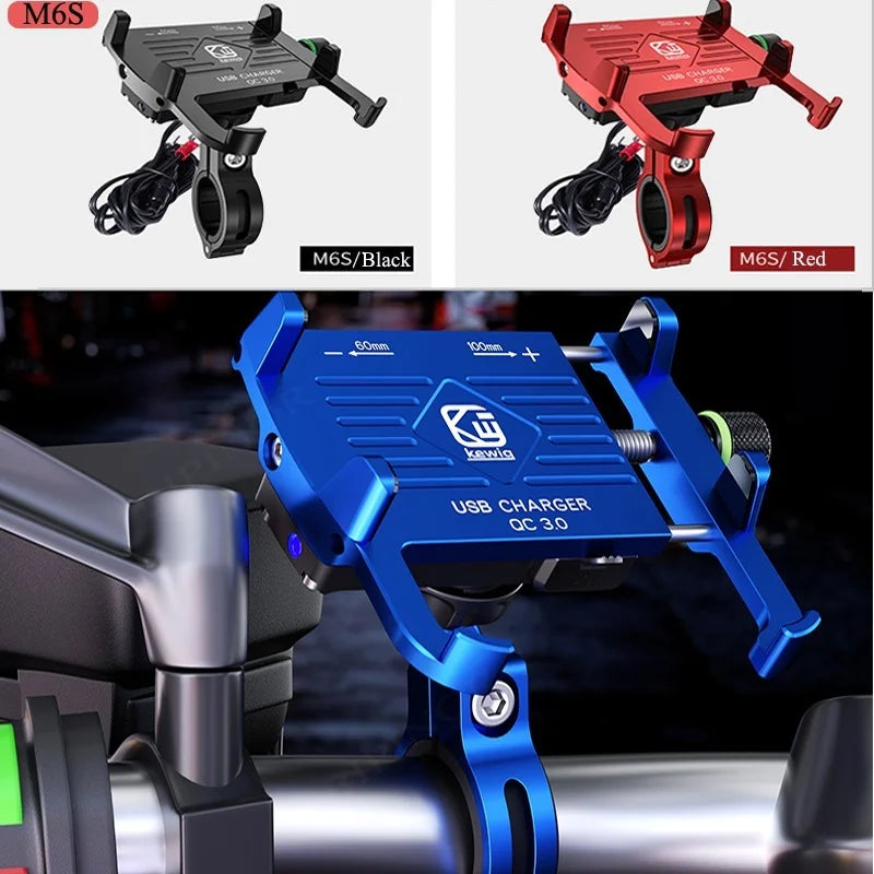 Motorcycle Phone Holder With 2.5A/QC3.0 3A USB Fast Charger Switch Motorcycle Mobile Stand for Cell Phone Holder Support Bike