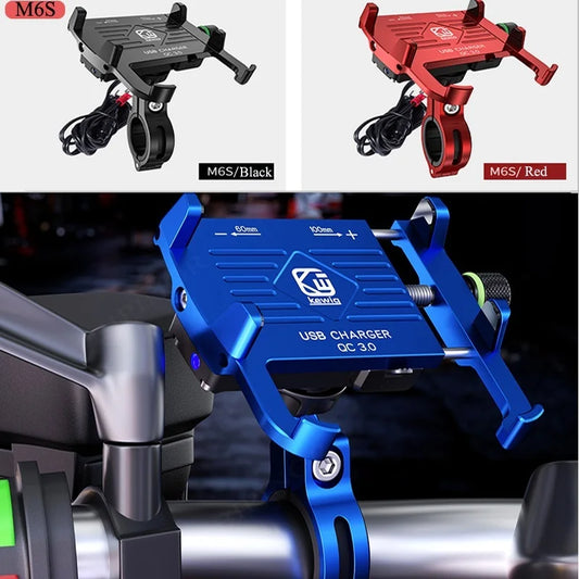 Motorcycle Phone Holder With 2.5A/QC3.0 3A USB Fast Charger Switch Motorcycle Mobile Stand for Cell Phone Holder Support Bike