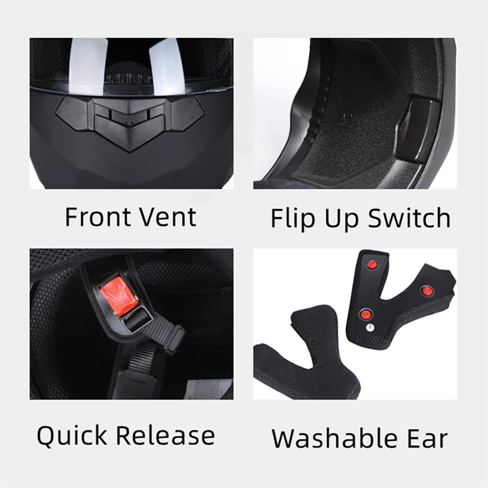 Bld modular lente dupla capacete da motocicleta segurança downhill flip up capacetes profissional motocross corrida rosto cheio casco moto