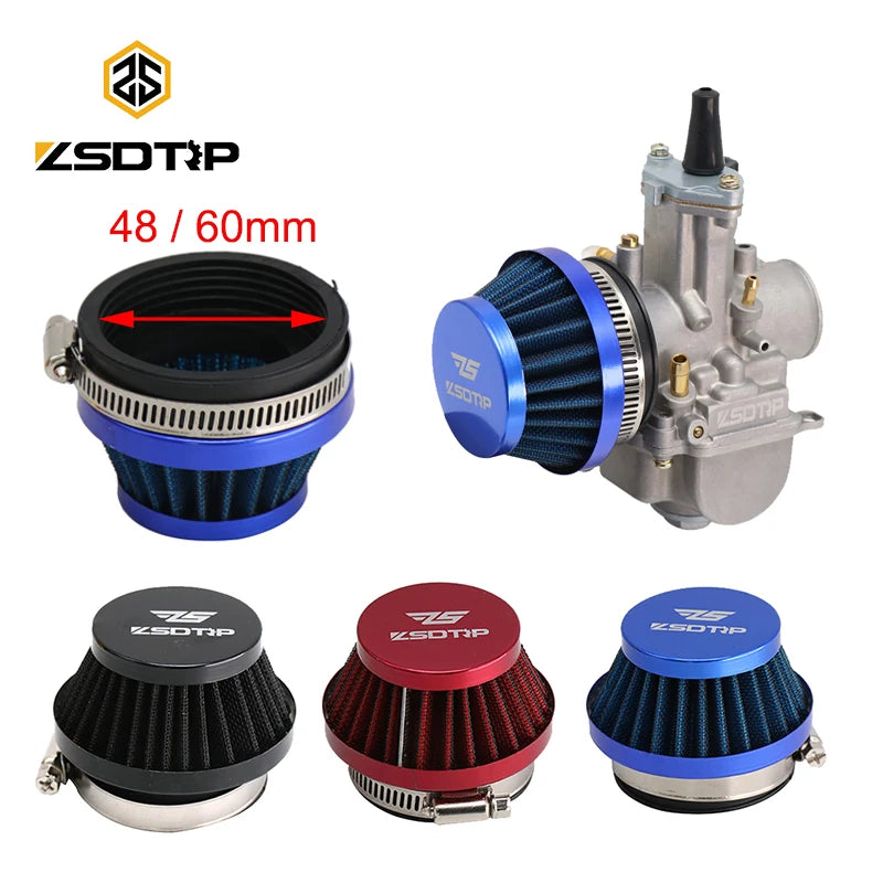 Zsdtrp universal filtro de ar do carburador mais limpo 48mm 55mm 60mm scooter da motocicleta para keihi koso mikuni oko carburador