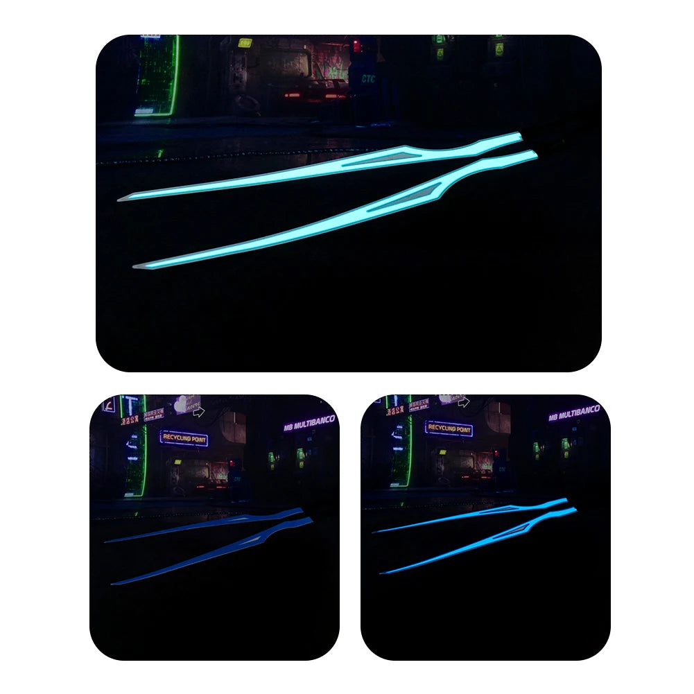 2Pcs Motorcycle Helmet Light Strip LED EL Cold Light Night Riding Signal Luminous Modified Sticker Waterproof