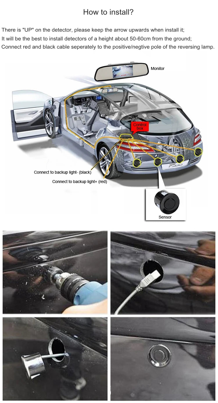 SMALUCK Car Reverse Video Parking Radar Sensor Rear View Backup Security System Sound Buzzer Alert Alarm for Camera Car Monitor