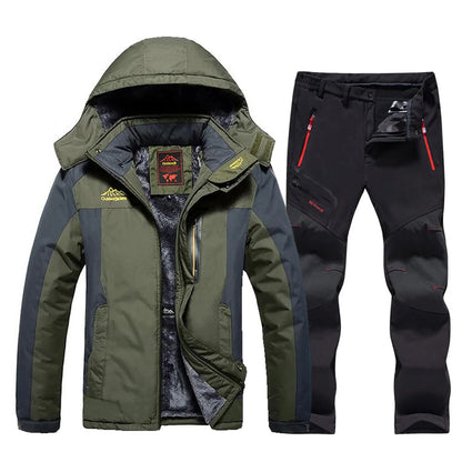 Inverno terno de esqui masculino marcas à prova de vento à prova dwindproof água engrossar casaco de neve quente inverno esqui e snowboard jaqueta e calças conjunto