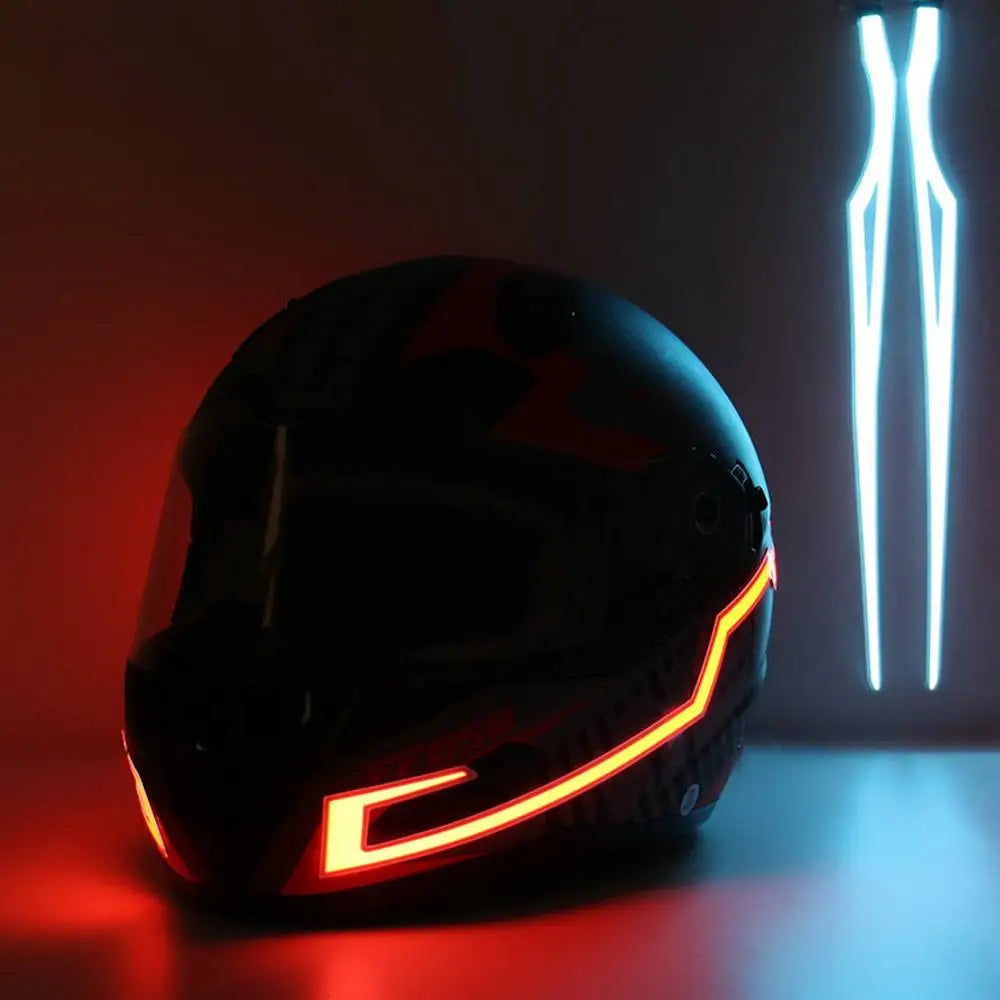 2Pcs Motorcycle Helmet Light Strip LED EL Cold Light Night Riding Signal Luminous Modified Sticker Waterproof