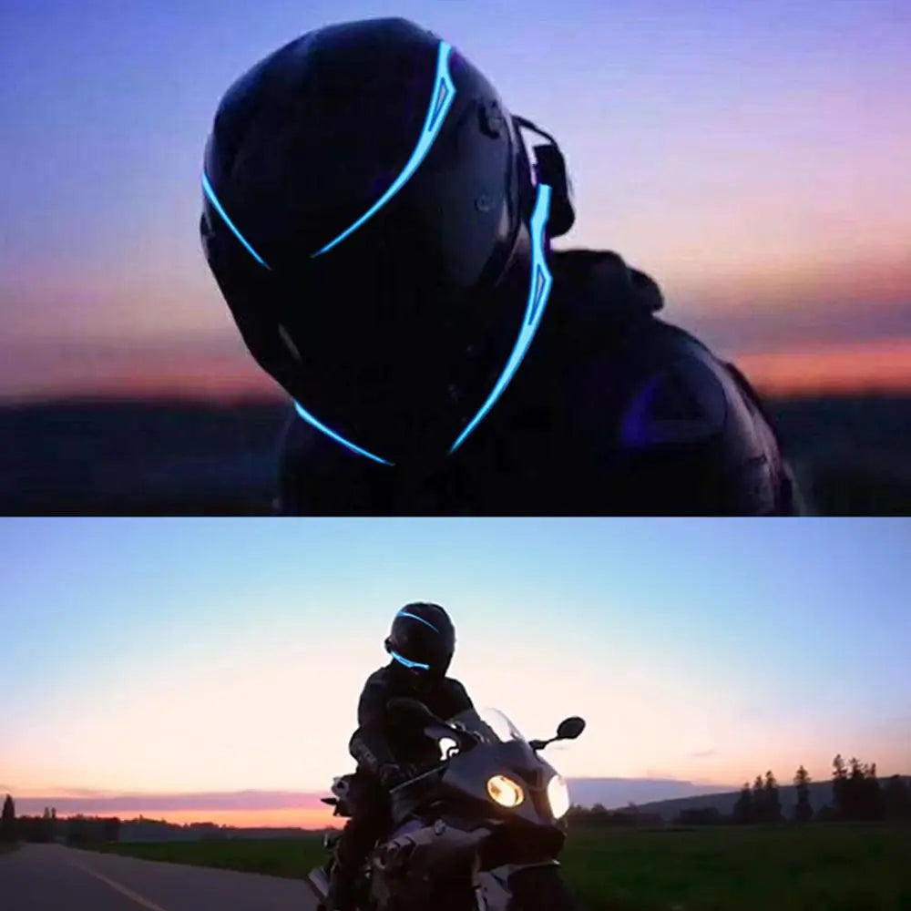 2Pcs Motorcycle Helmet Light Strip LED EL Cold Light Night Riding Signal Luminous Modified Sticker Waterproof