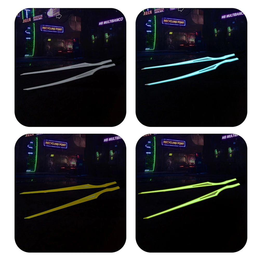 2Pcs Motorcycle Helmet Light Strip LED EL Cold Light Night Riding Signal Luminous Modified Sticker Waterproof