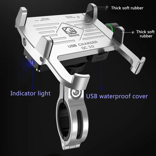Motorcycle Phone Holder With 2.5A/QC3.0 3A USB Fast Charger Switch Motorcycle Mobile Stand for Cell Phone Holder Support Bike