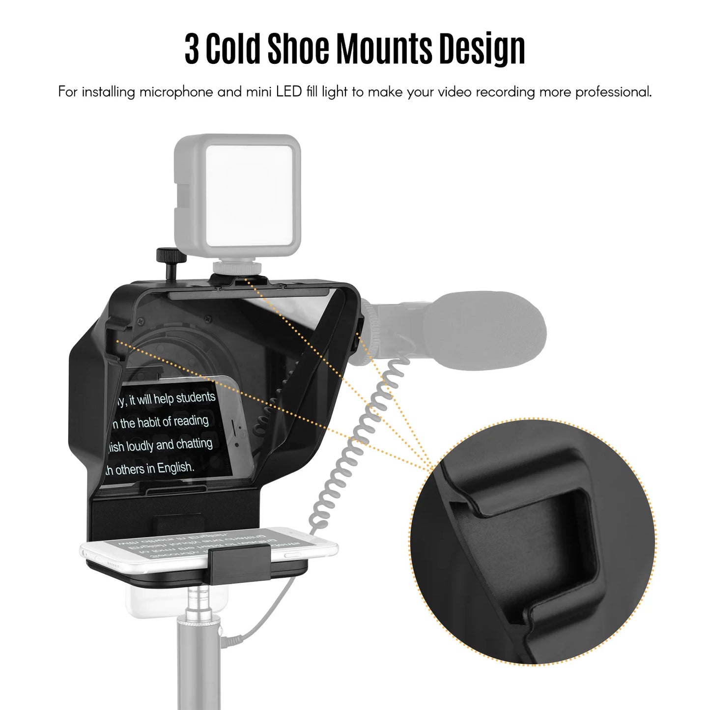 Andoer Portable Smartphone Teleprompter Prompter with Phone Holder Remote Control for Video Recording Live Streaming Interview