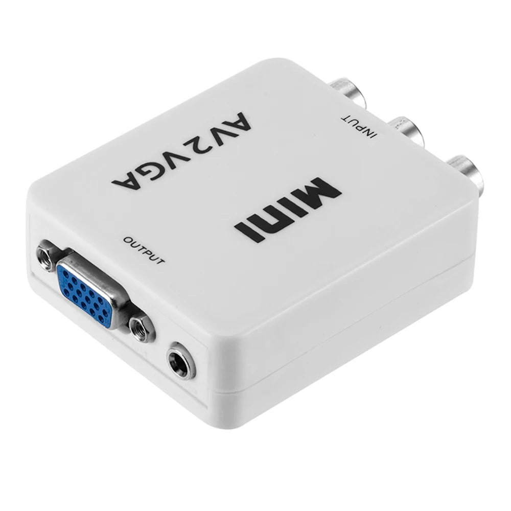 1080P Mini AV RCA CVBS to VGA Video Converter with 3.5mm Audio Supports PAL NTS Video Adapter for TV Set-Top Box Monitor PC