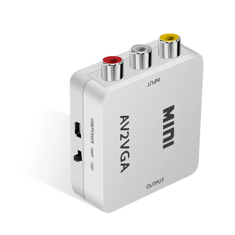 1080P Mini AV RCA CVBS to VGA Video Converter with 3.5mm Audio Supports PAL NTS Video Adapter for TV Set-Top Box Monitor PC