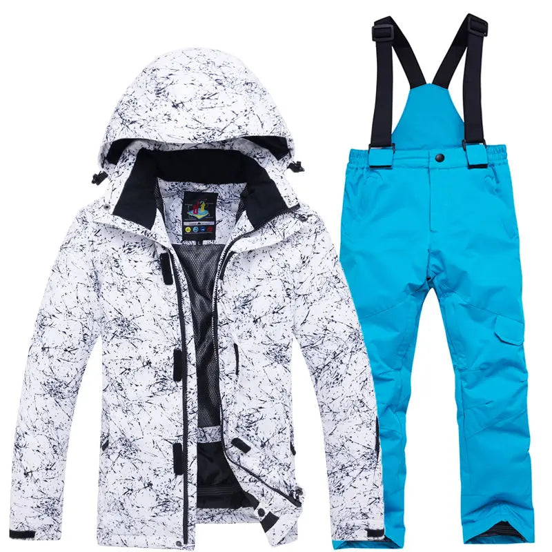Traje térmico infantil, traje de esqui para meninos e meninas, conjunto de jaqueta de esqui à prova de vento, à prova d'água, jaqueta de neve para inverno
