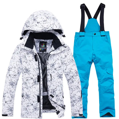 Traje térmico infantil, traje de esqui para meninos e meninas, conjunto de jaqueta de esqui à prova de vento, à prova d'água, jaqueta de neve para inverno