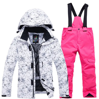 Traje térmico infantil, traje de esqui para meninos e meninas, conjunto de jaqueta de esqui à prova de vento, à prova d'água, jaqueta de neve para inverno
