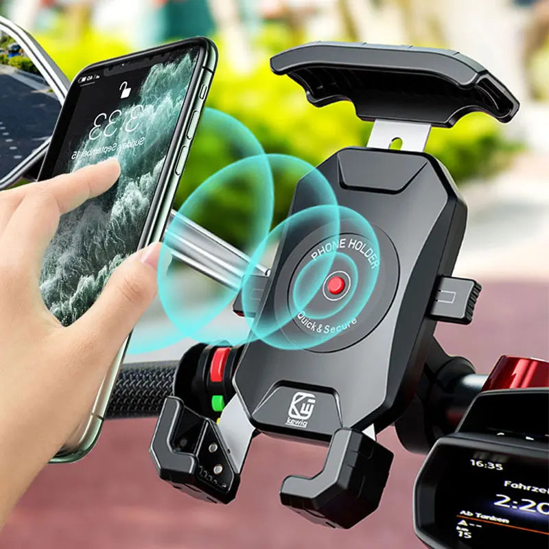Motorcycle Phone Holder 15W Wireless Charger QC3.0 USB Charging Mount Stand Handlebar Smartphone Bracket Bike Cellphone Support