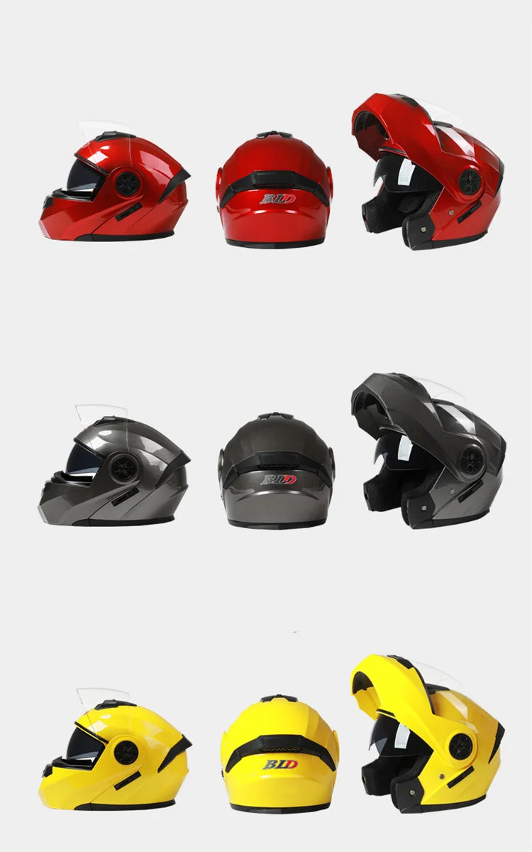 Bld modular lente dupla capacete da motocicleta segurança downhill flip up capacetes profissional motocross corrida rosto cheio casco moto