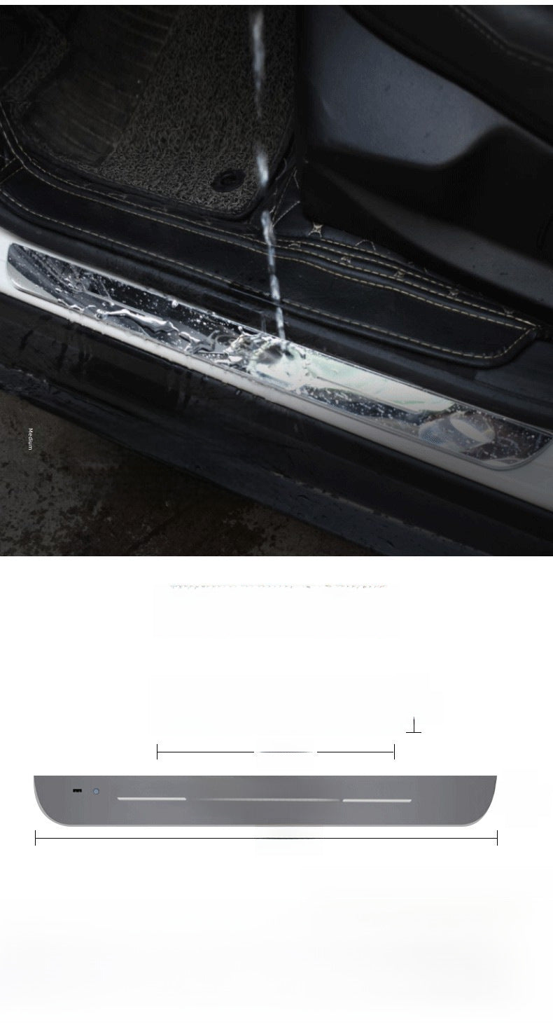 Car threshold bar wiring-free atmosphere light welcome pedal led induction light interior decoration streamer breathing light