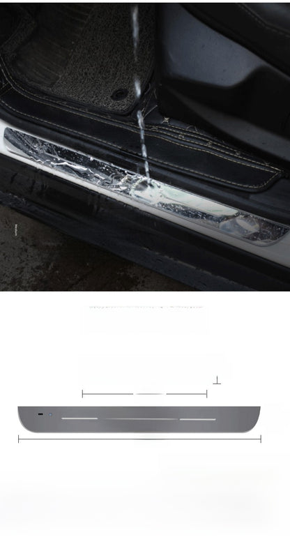 Car threshold bar wiring-free atmosphere light welcome pedal led induction light interior decoration streamer breathing light