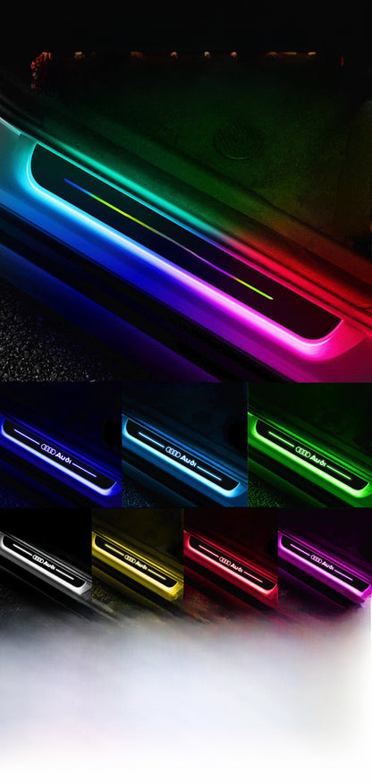 Car threshold bar wiring-free atmosphere light welcome pedal led induction light interior decoration streamer breathing light