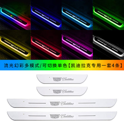 Car threshold bar wiring-free atmosphere light welcome pedal led induction light interior decoration streamer breathing light