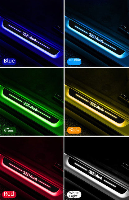 Car threshold bar wiring-free atmosphere light welcome pedal led induction light interior decoration streamer breathing light