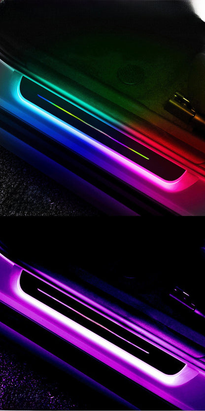 Car threshold bar wiring-free atmosphere light welcome pedal led induction light interior decoration streamer breathing light