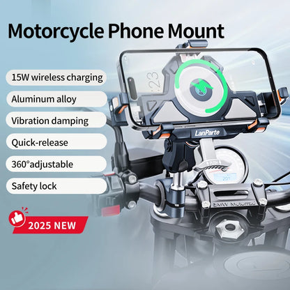 Suporte para celular para Kawasaki Ninja 400/500/650 2019–2026 em alumínio com absorção de choque 360 °   Suporte de Navegação Metálico Ajustável
