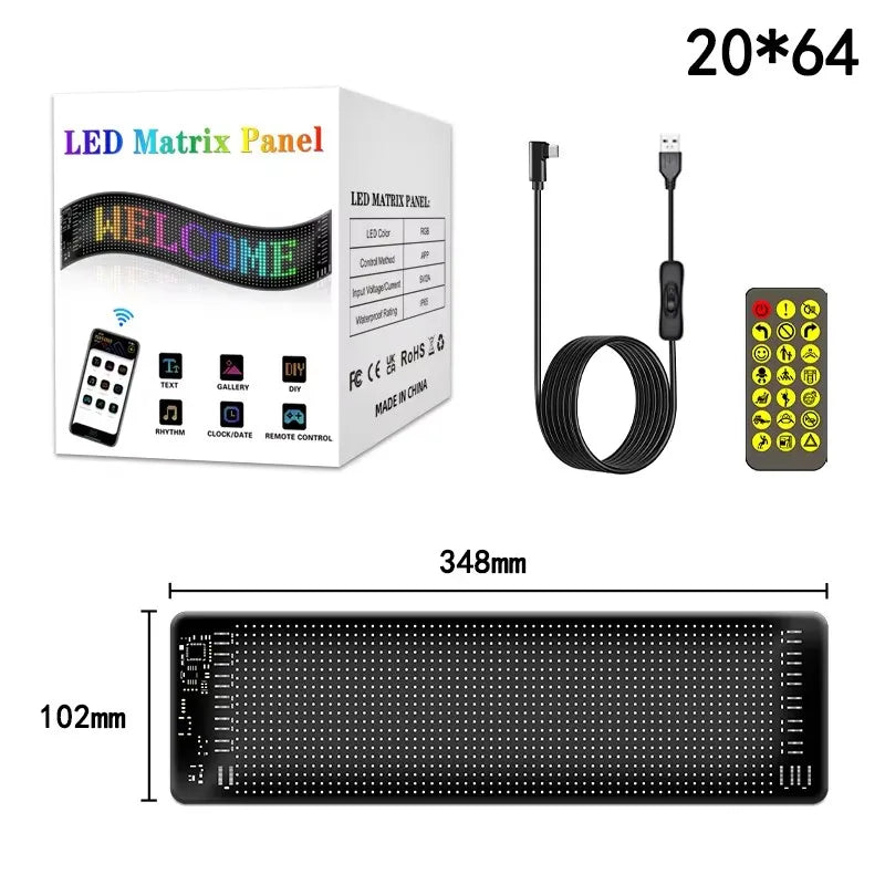 Programmable LED Matrix Pixel DC 5V RGB LED Car Sign Animation Panel DIY Bluetooth App Control LED Panel Flexible Display Light